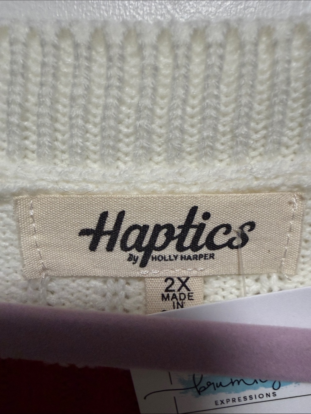 Haptics Women's V-Neck Flag Knit Sweater Vest in Red, White & Blue - Picture 2 of 4